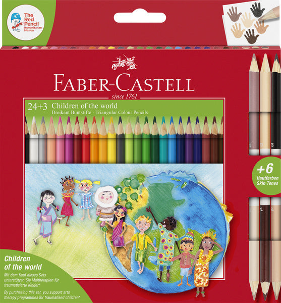 Faber Castell Faber Castell FC-20145 Farbige Bleistifte Drei Kinder der Welt bei 24+3 Teilen