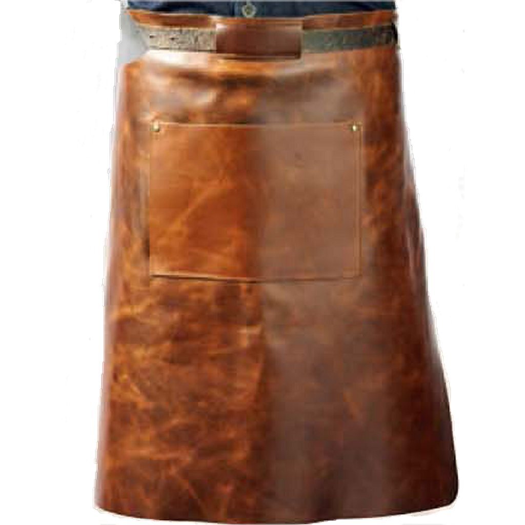 Vitello Vitello Ledergrill Schürze mit Tasche 60 cm langer Cognac