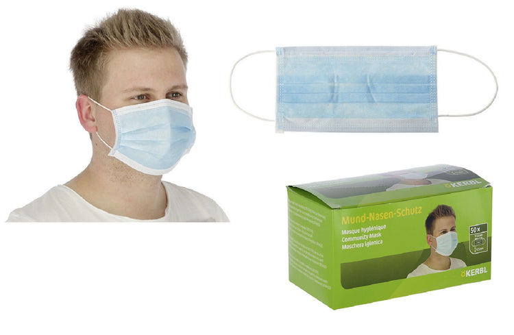 Medizinische Mund- und Nasenmaske blau Typ II R 3 Lagen %c3%a0 50 Stk