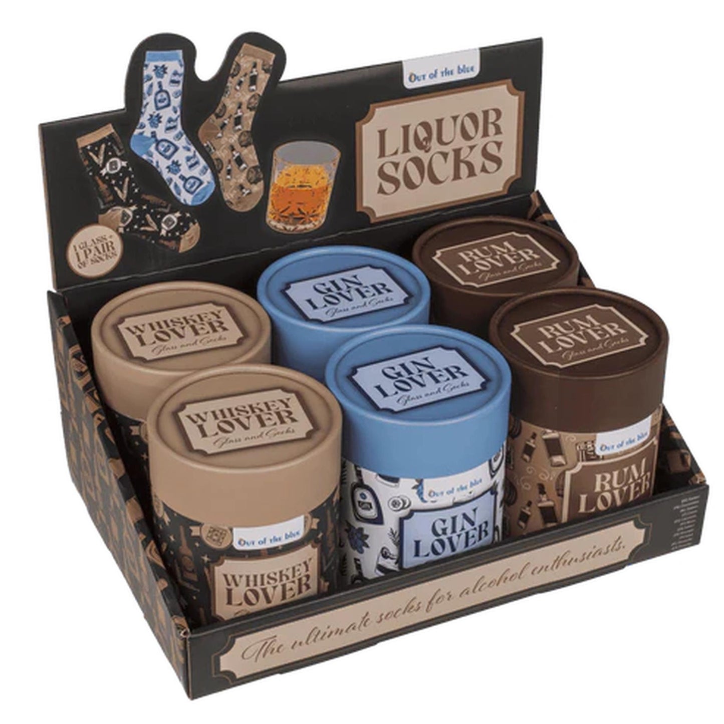 Out of the Blue Geschenkset Trinkglas 280ml mit Socken