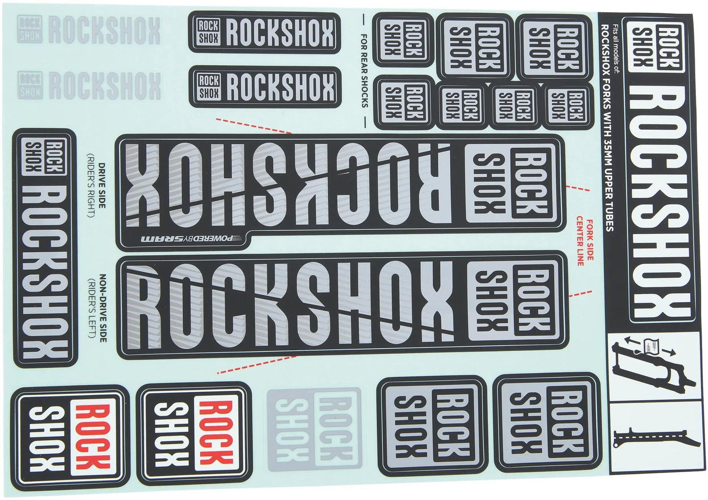 Rockshox Decal Set Polar Grey