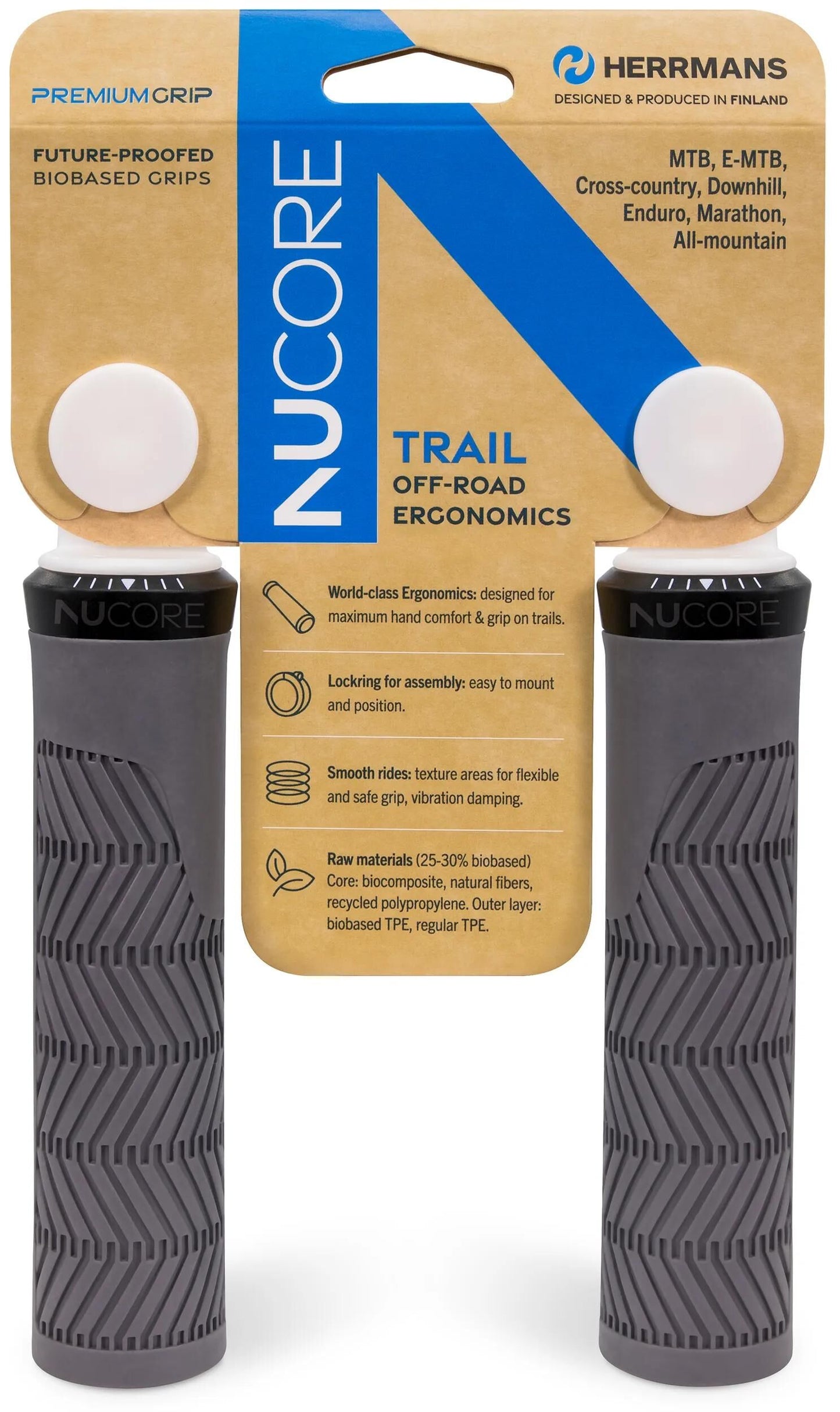 Herrmans Griff Nucore Trail Grip Herrman.Nucore Trail 130 mm Wave Grey