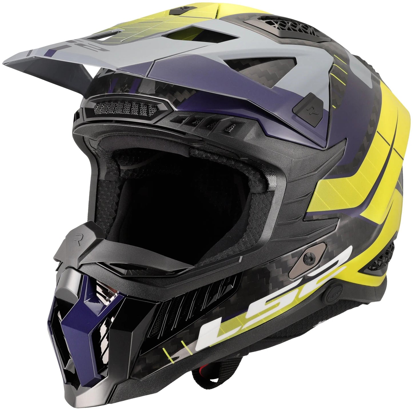 Ls2 Motocross-Helm MX703 x-force galuo, atmungsaktiv und hypoallergen. Helm X-Force Galuo grau neongelb Gr. l