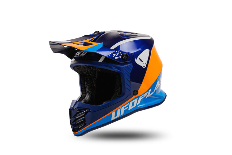 UFO Plast Kinder Crosshelm Korey, abnehmbarer Helm UFO Plst Korey M Blau Orange