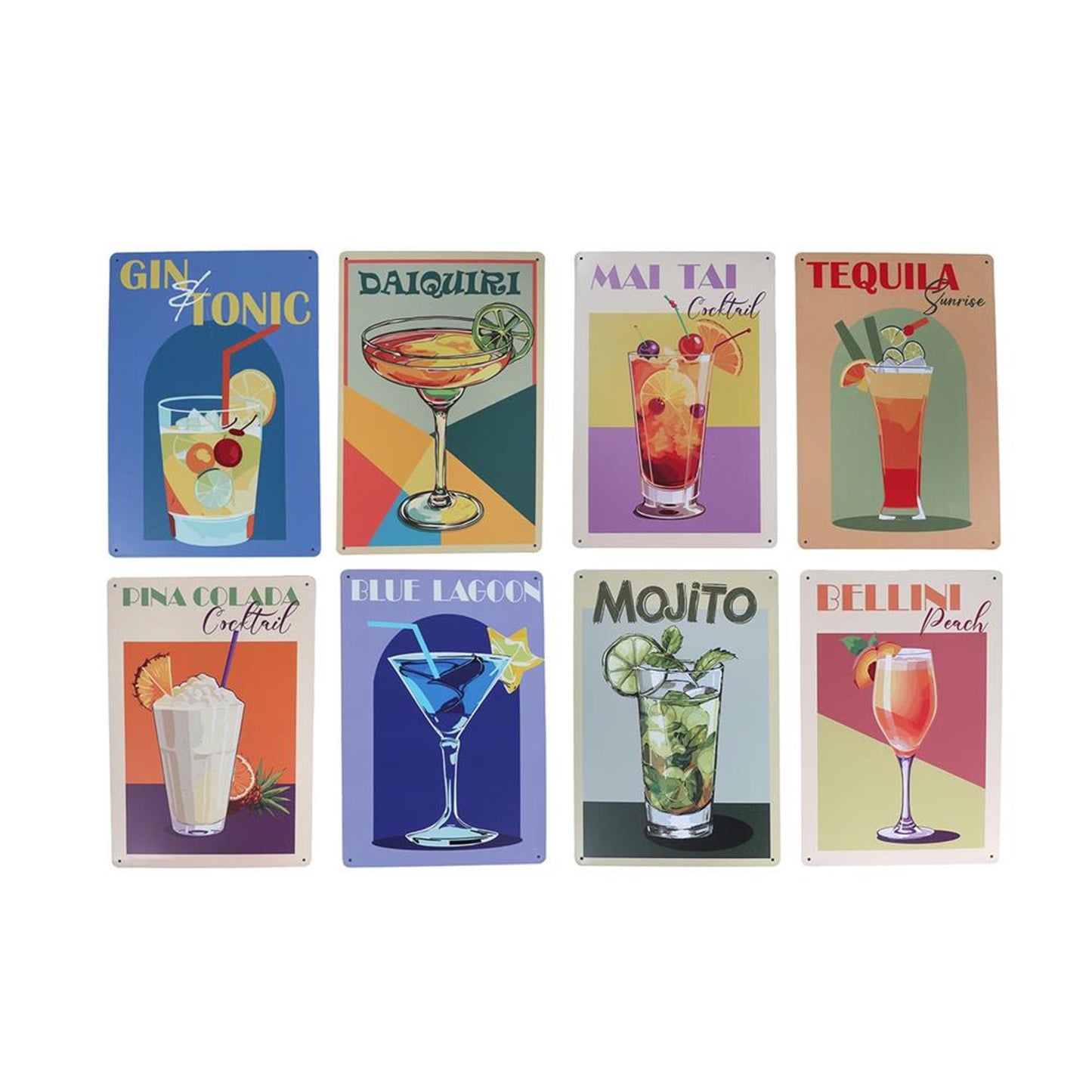 Wandteller Cocktails aus Metall 20x30cm