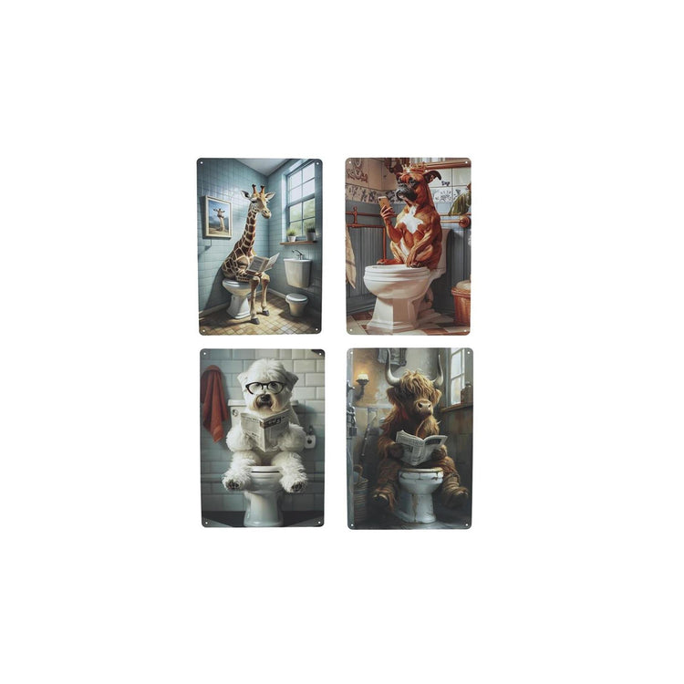 Wandteller Tiere Toilette Metall 20x30cm