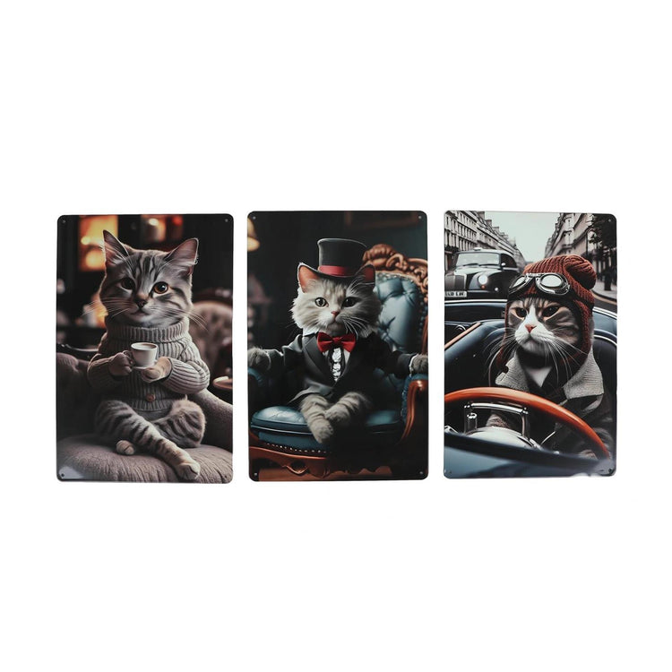 Wandteller Herren Katze Metall 20x30cm