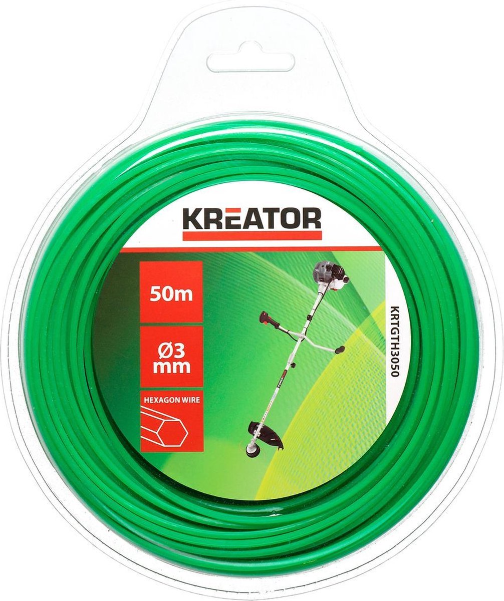 Kreator krtgth3050 Trimmerdraht – sechseckig – 50 m Länge – 3 mm Durchmesser