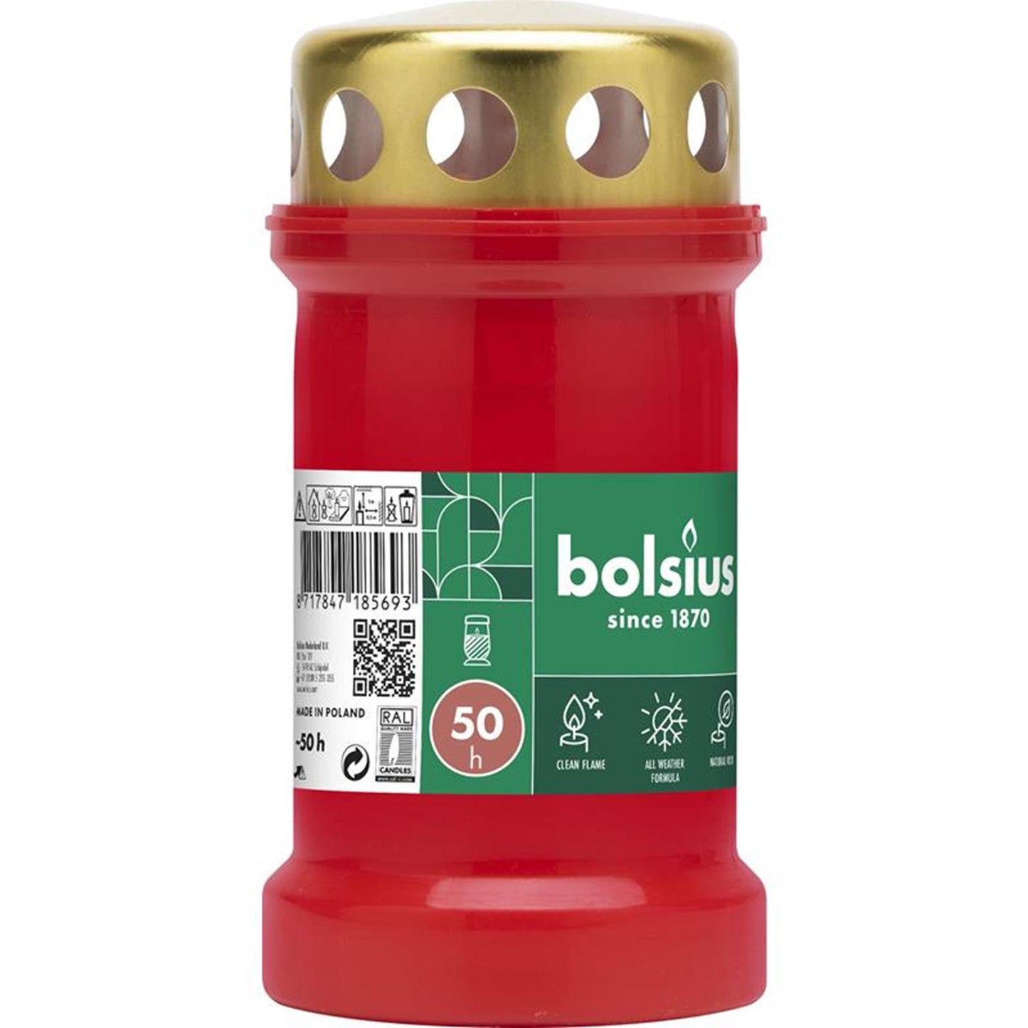Bolsius Gedenklicht rot mit Deckel
