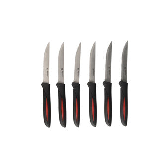 Alpina -Steakmesser 23 cm 6 Teile schwarz rot