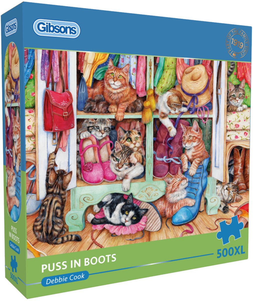Gibsons Puzzle Der gestiefelte Kater 500XL, Katzenpuzzle für Erwachsene.