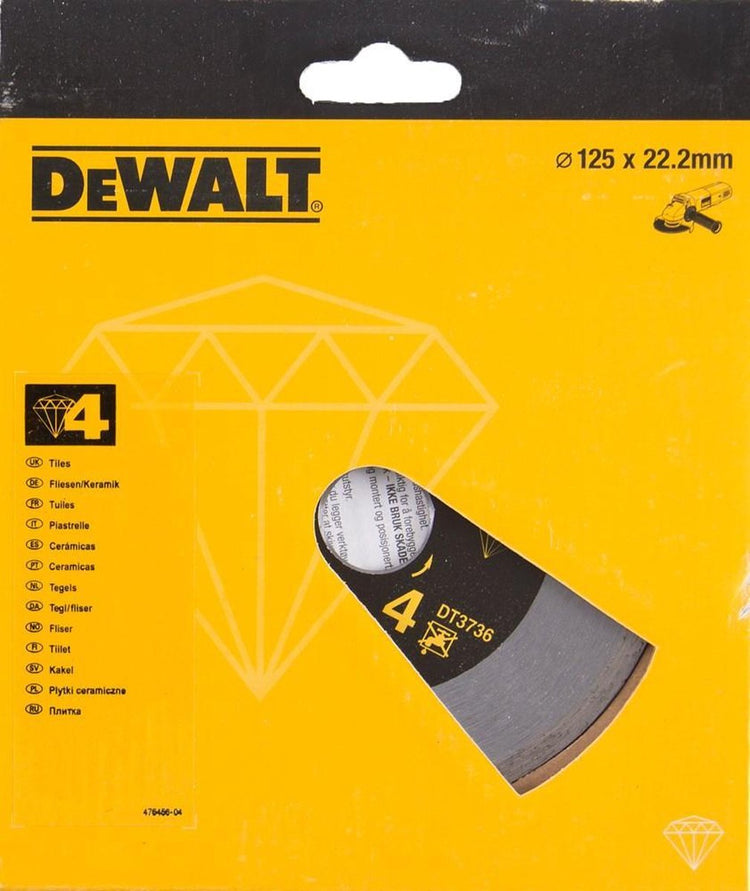 Dewalt-Zubehör, Diamanttrennscheibe, gesintert, für Fliesen, ø125 mm – dt3736-xj