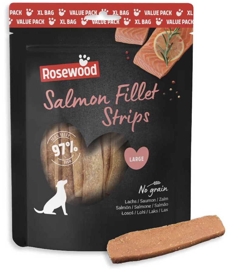 Rosewood Lachsfiletstreifen großer Hundesnack Lachs – 97 % Lachs – Vorteilspack 400 g – getreidefrei – ohne künstliche Zusatzstoffe
