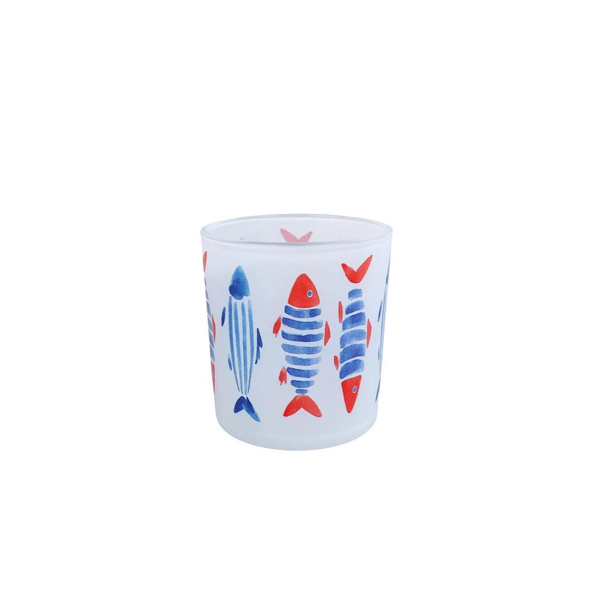 Teelichthalter Fisch aus blauem rotem Glas