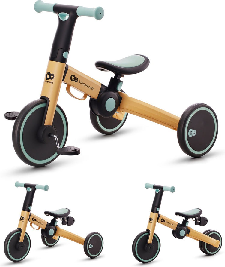 Kinderkraft 4trike 3-in-1-Dreirad – für Kinder ab 1 Jahr – verstellbarer Sattel, Eva-Räder, leicht und faltbar – blau