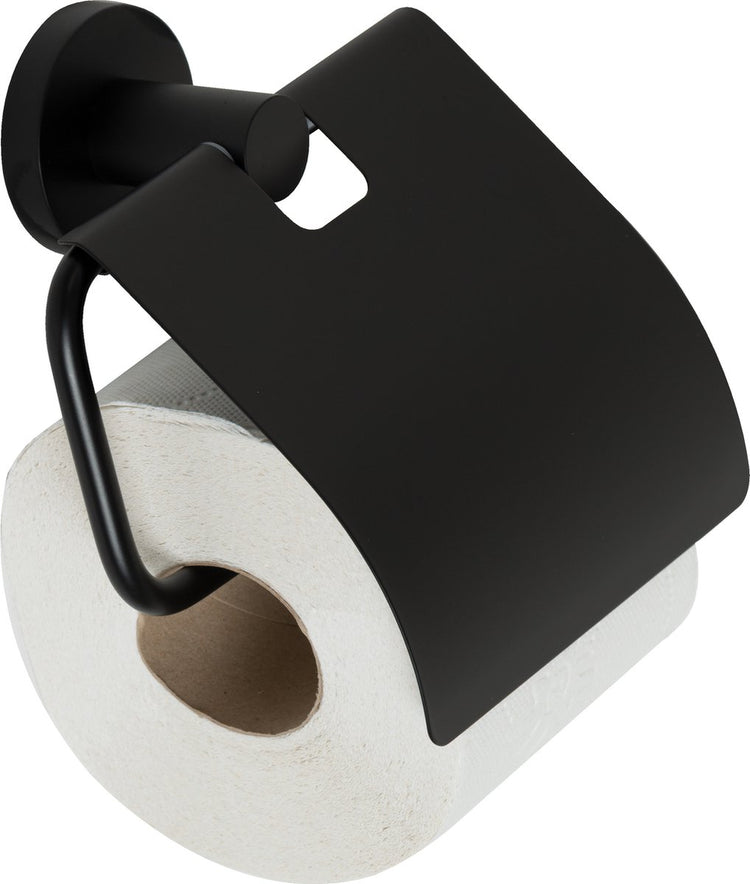 Plieger Toilettenpapierhalter Vigo – Toilettenpapierhalter mit Klappe – mit Schrauben – 10 Jahre Garantie – mattschwarz
