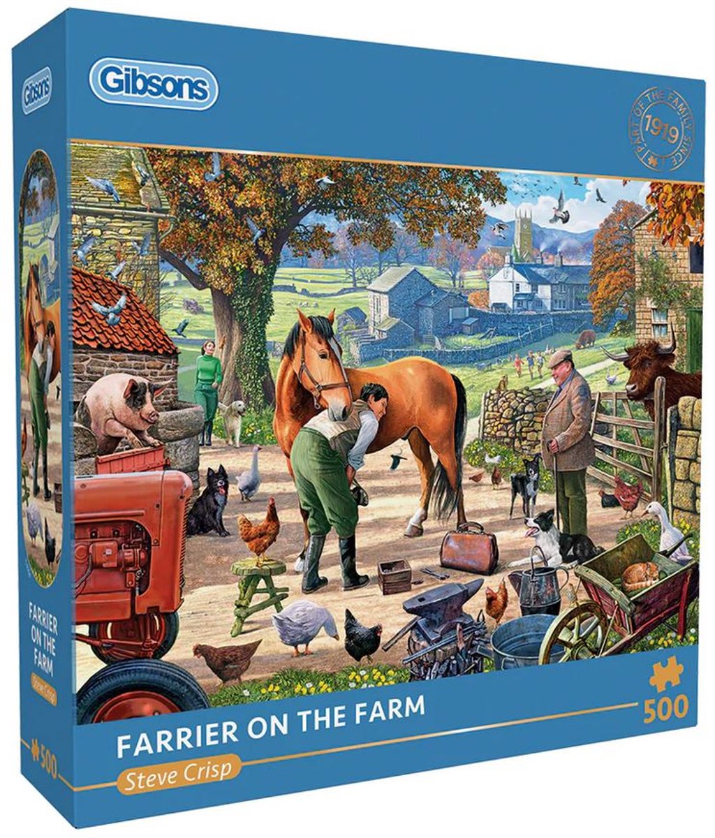 Gibsons – Hufschmied auf dem Bauernhof (von Steve Crisp) – 500 Teile 48 x 34 cm (B x H) – Puzzle für Erwachsene
