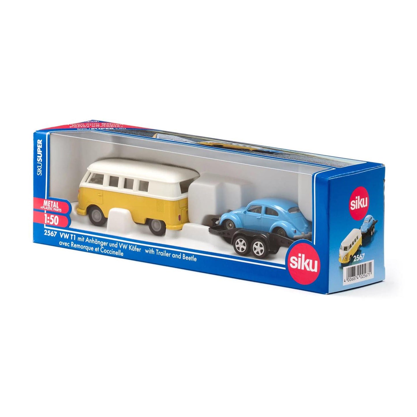 Siku VW T1 Wohnmobil mit Anhänger und Käfer
