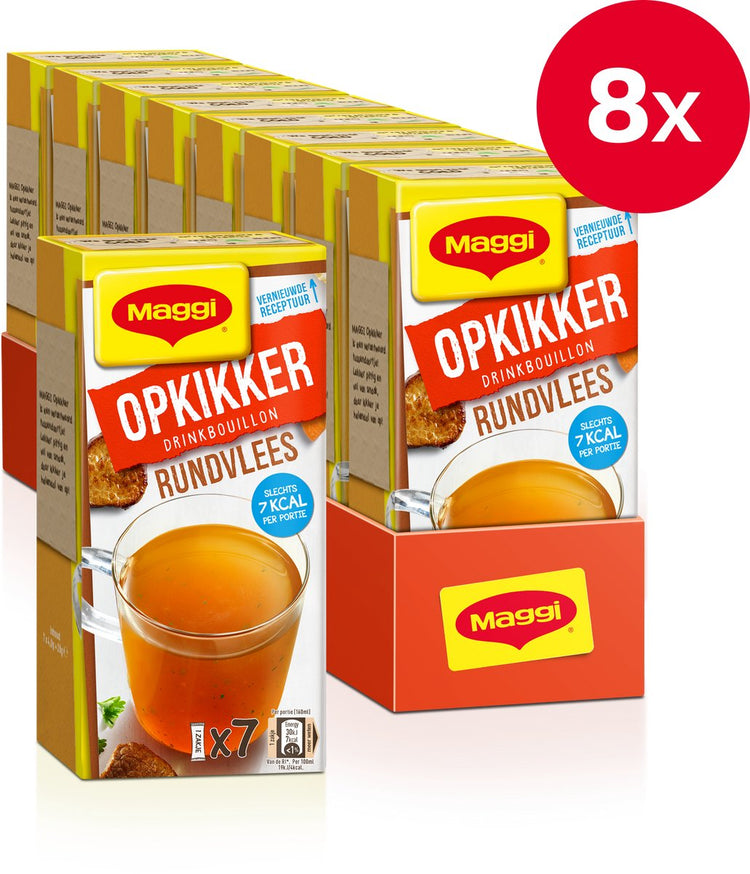 Maggi Booster Trinkbrühe Rind – 8 Kartons x 7 Beutel – Vorteilspack