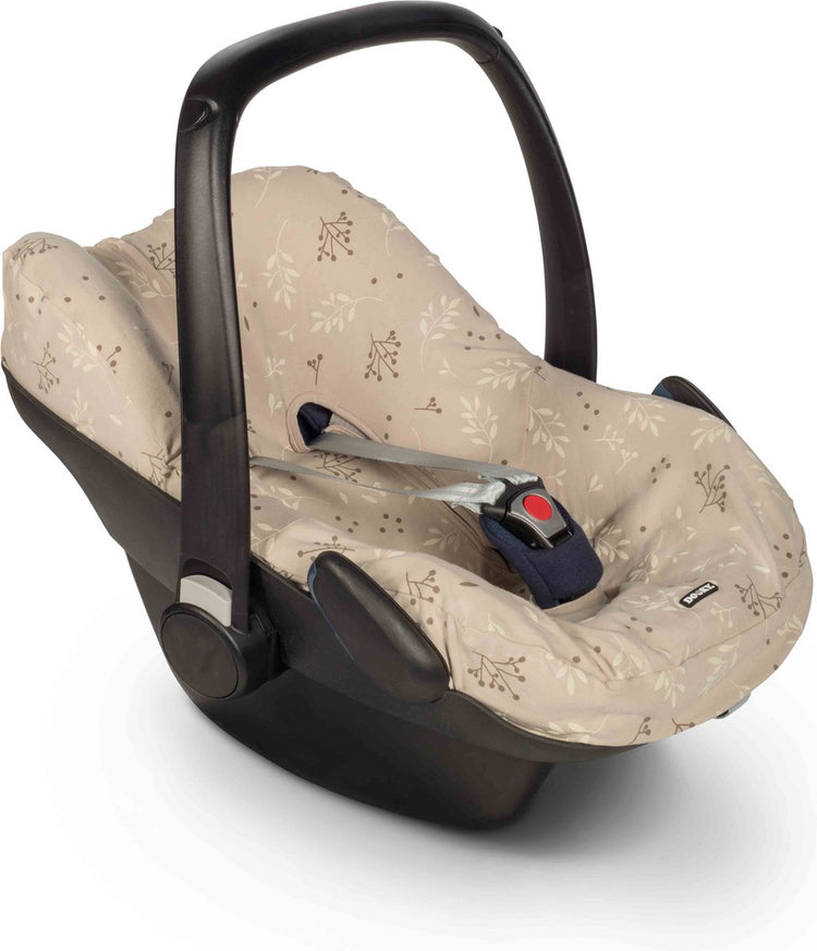 Dooky Sitzbezug 0+ Autositzbezug Romantische Blätter Beige – Universal Autositzbezug Maxi Cosi Cabriofix, Maxi Cosi Bezug Pebble, Maxicosi Bezug, Cybex und mehr – Autositzbezug Baby Universal