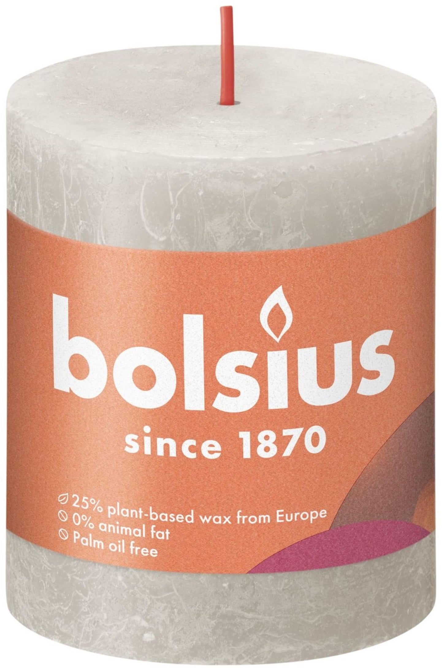 Bolsius rustikaler Stubkerze Sandgrau 80x68 mm