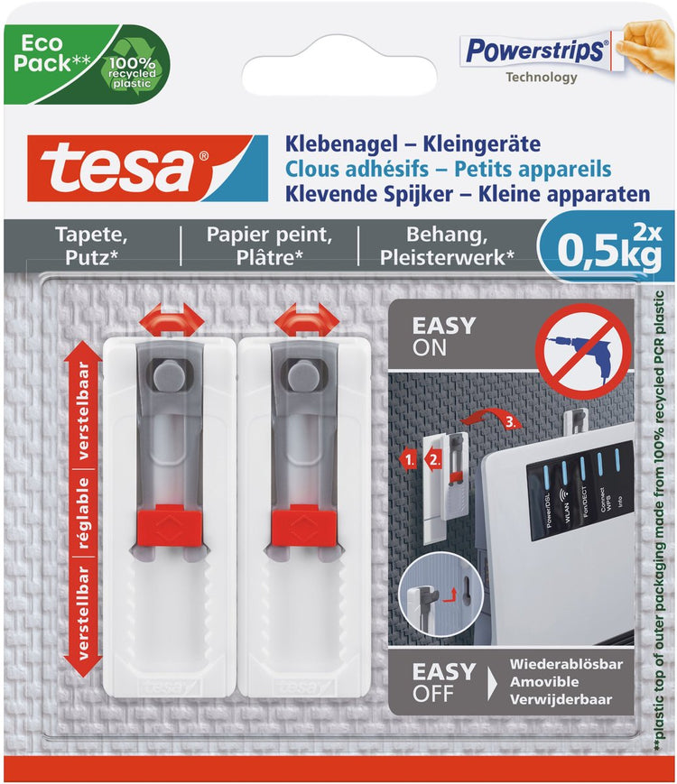 Tesa 1063384 – ® Klebenagel – App, Tapete und Kleber 0,5 kg | 8 Stück