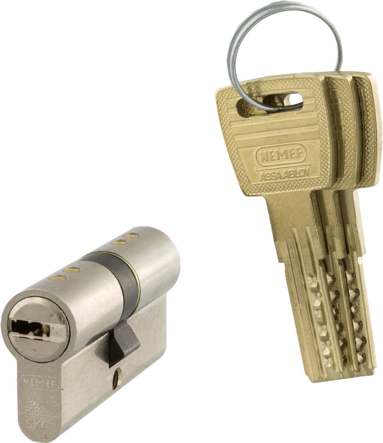 Nemef Profilzylinder Nickel SKG3 gleichschließend Secur 142 9 - 3 Zylinder inklusive 9 Schlüssel
