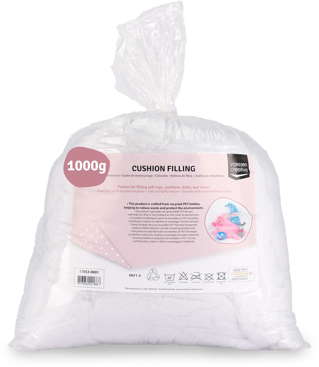 Vaessen creative Kissenfüllung – Füllung für Kuscheltiere – Füllmaterial Polyester – 1000 g