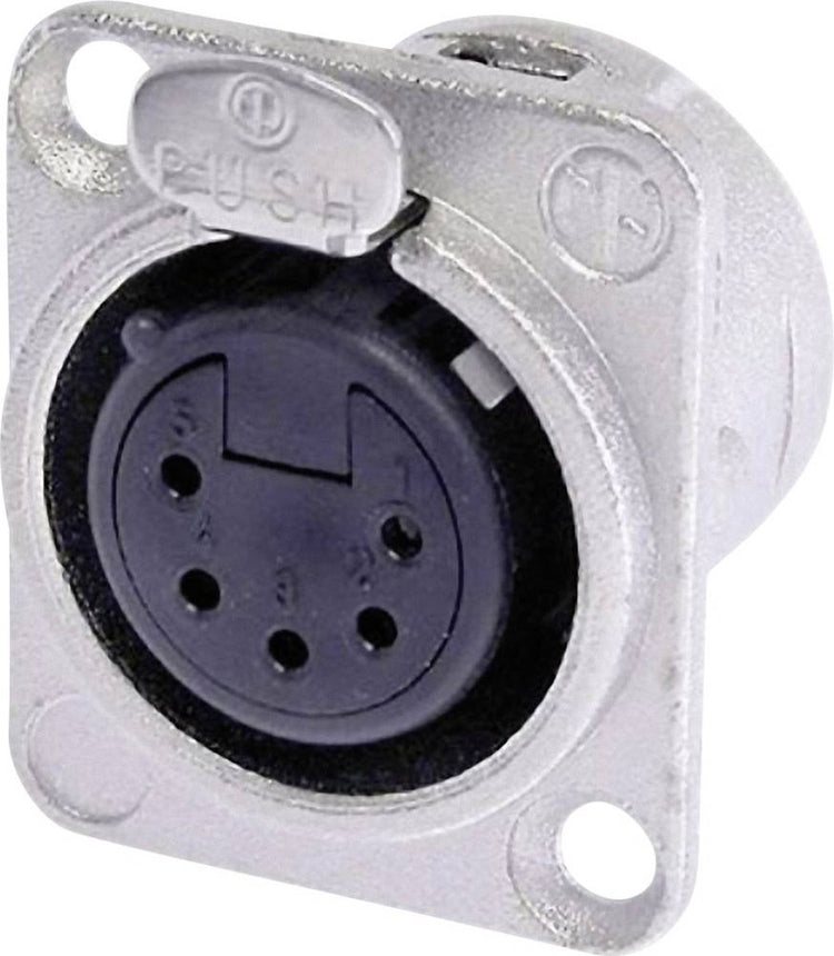 Neutrik NC5FD-L-1 XLR-Steckerflansch, Kontakte gerade Polzahl: 5 Silber 1 Stück(e)