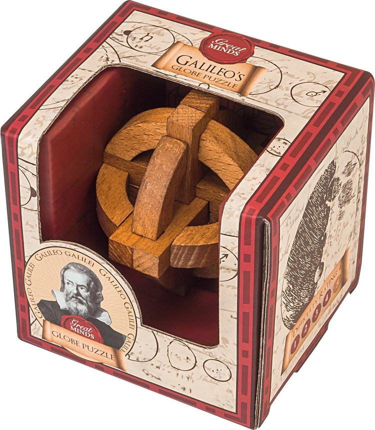 Professor-Puzzle aus Holz, Denkspiel, große Köpfe, Galileo-Globus-Puzzle.