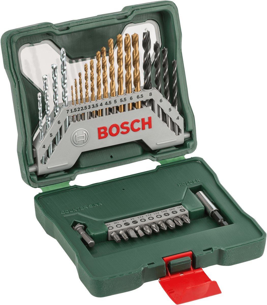 Bosch X-Line Bohrer-Set – 30-teilig – Titan-Plus-Serie – für Holz, Metall und Stein