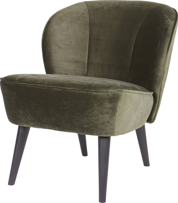 Woood Sara Sessel – Samt – warmes Grün – 71 x 59 x 70