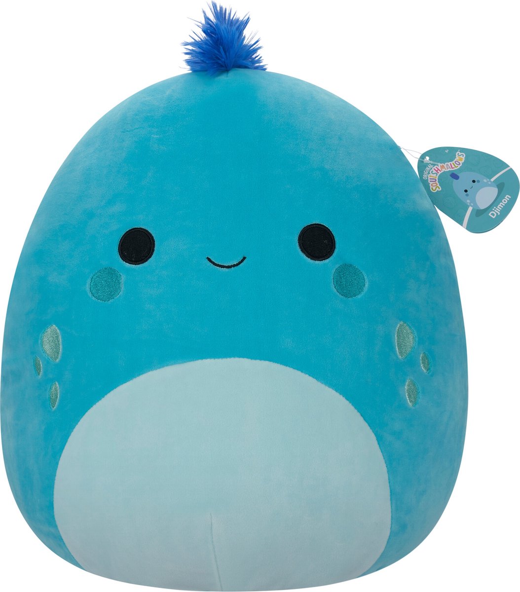 Squishmallows Djimon – cyanblauer Leguan mit blauen Haaren, 40 cm Plüsch