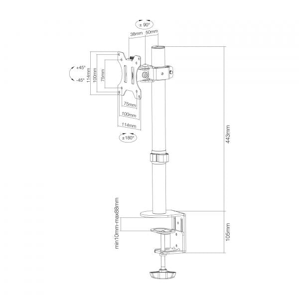 Neomounts Neomounts FPMA-D510BLACH-Flachbildschischschalter Klemmschraube, 1x 8 kg, 10 32, 100x100 mm,