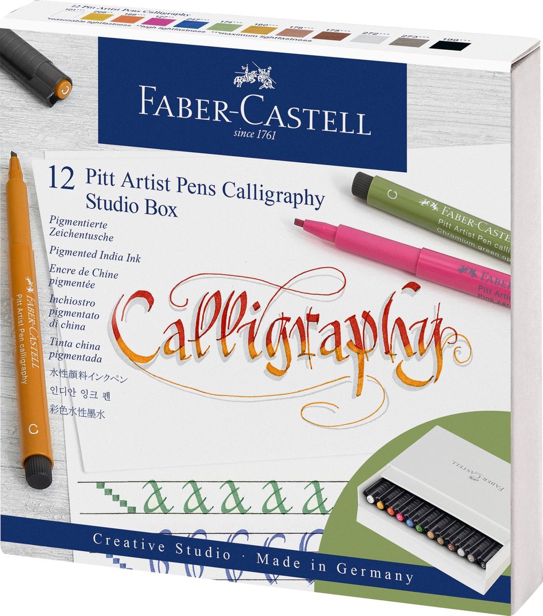 Faber-Castell Kalligraphie-Set – Pitt Artist Pen – Studiobox 12 Stück – FC-167512