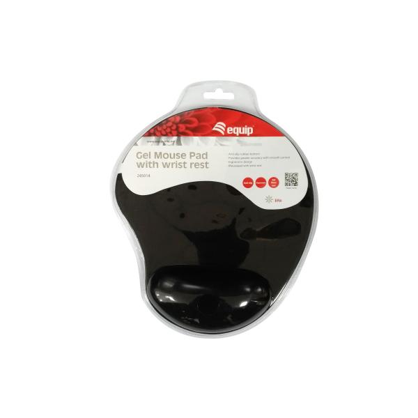 Ausrüstungsausrüstung 245014 Gel-Maus-Pad, Stoff, Gel, Polyurethan, Handgelenksruhe, Slip-Basis, Monoton, Schwarz, Schwarz
