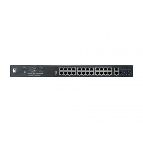 LevelOne LevelOne GEP-2821 28-Port Gigabit Poe Switch, 24-fache POE-Ausgänge, 2x Gigabit RJ45, 2x Gigabit SFP, 1U