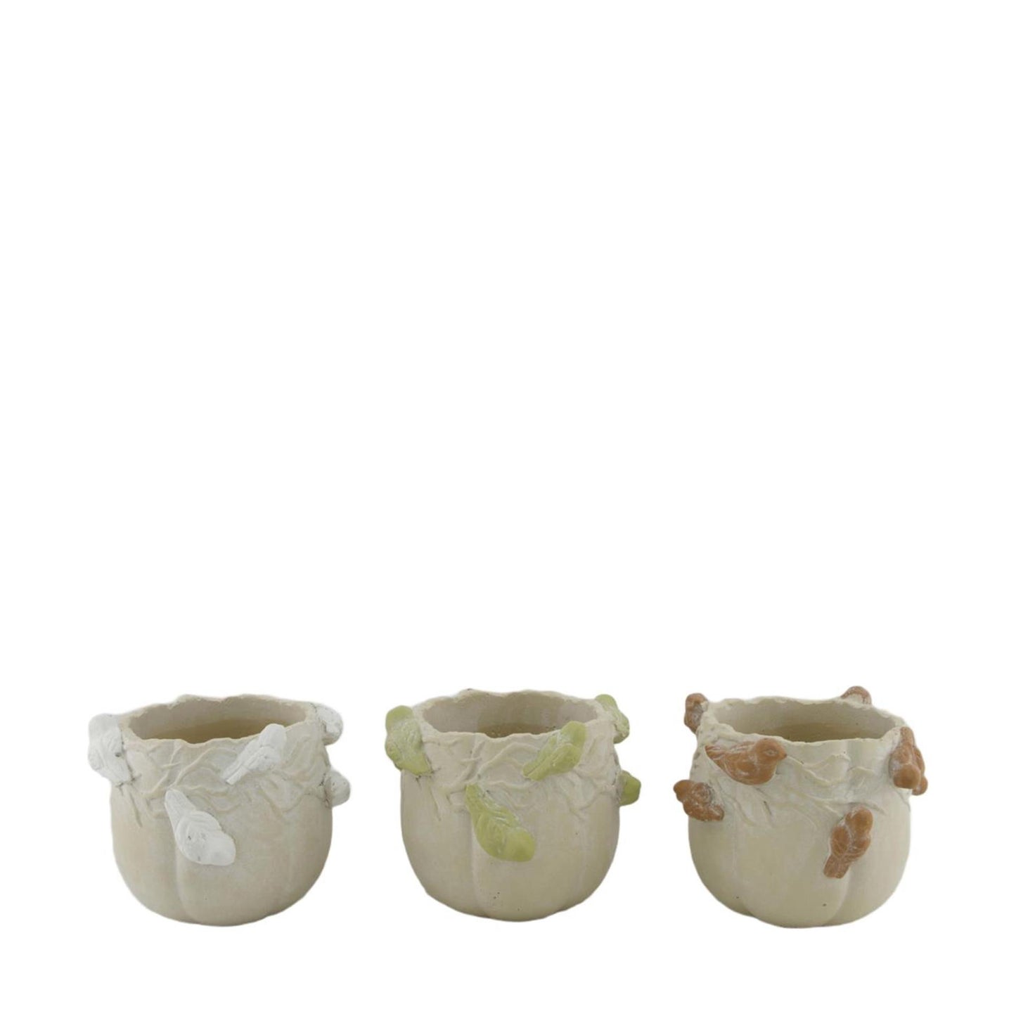 Dijk Natural Collections Blumentopf mit Vögeln aus Zement ø15xh12,5cm