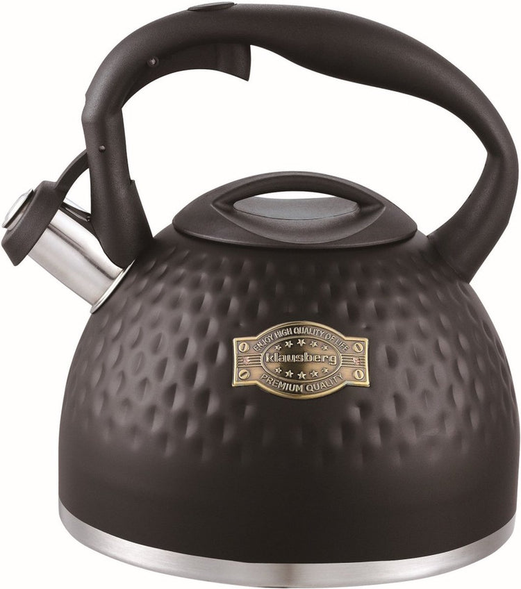 Klausberg kb-7643 – Pfeifkessel – 3 Liter – Edelstahl – alle Wärmequellen – Schwarz