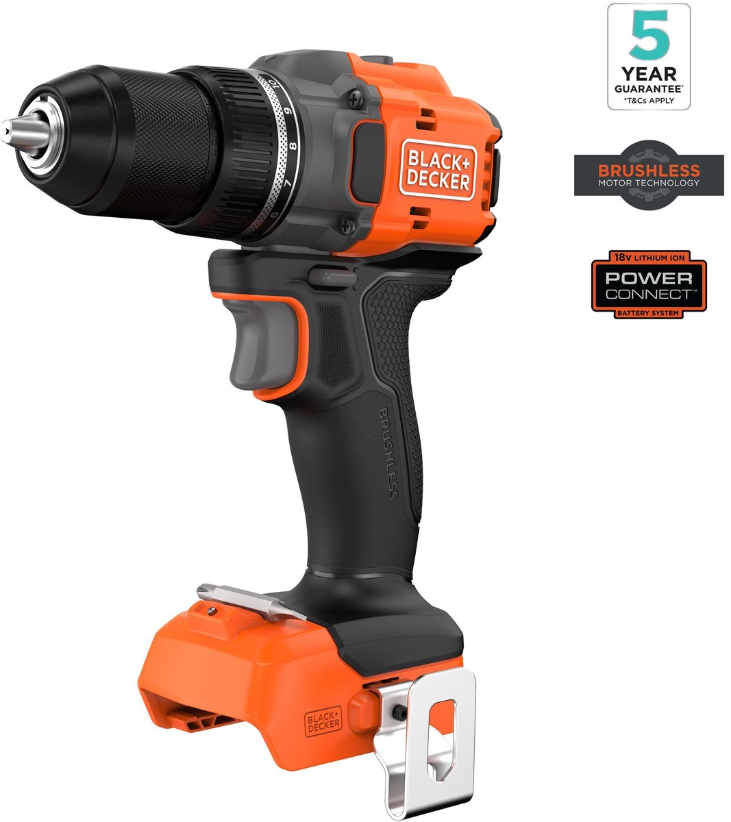 Black+Decker 18 V bürstenloser Bohrschrauber (ohne Akku und Ladegerät) – bld782n-xj