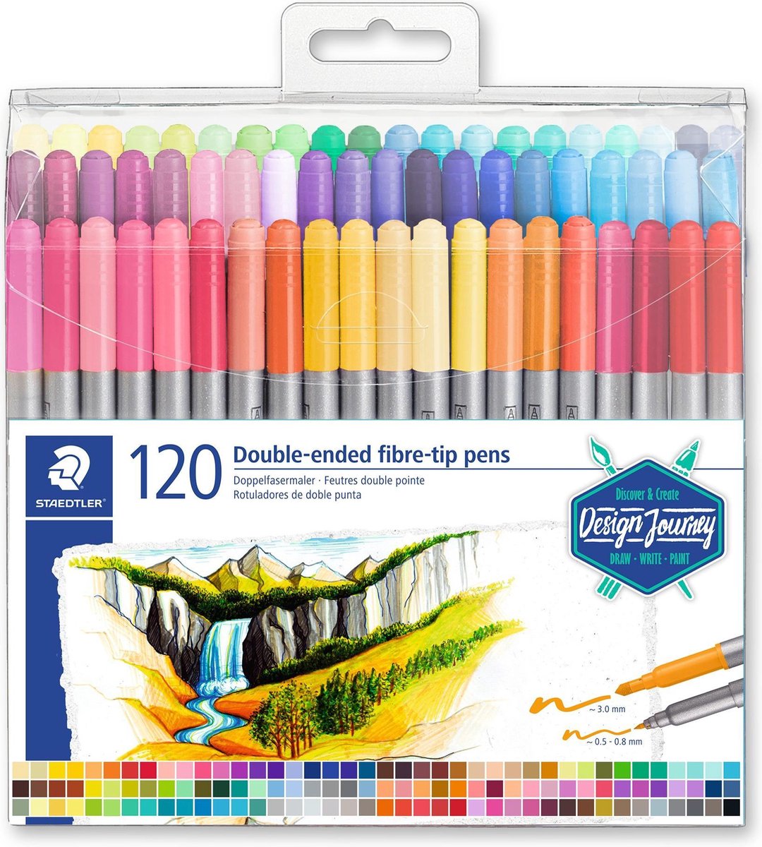Staedtler Design Journey – Doppelpunkt-Farbmarker – Set 120-tlg