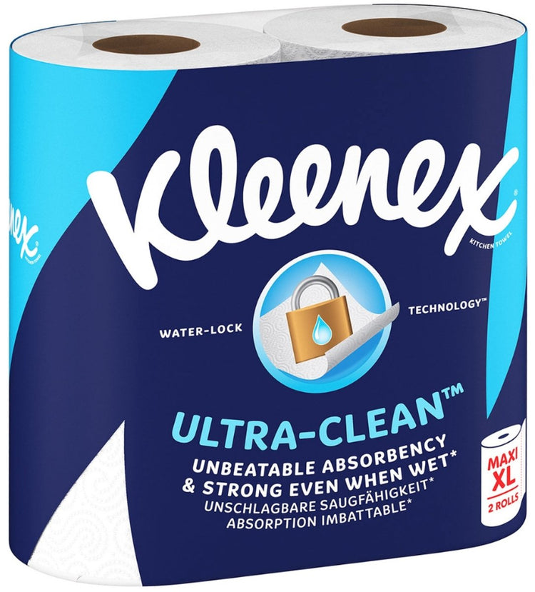Sans Marque Kleenex ohne Markenzeichen – Küchenpapier – Ultra Clean – Maxi XL – saugfähig – 2 Rollen
