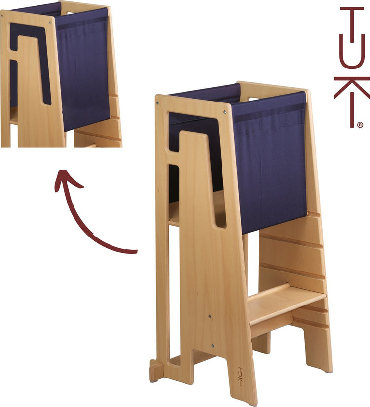 Tuki® Discovery Canvas Marine – Lernturm – Montessori-Lernturm – Lernturm Küchenhelfer – Lernturm – 360°-Absturzsicherung – Lernturm-Zubehör – Marine