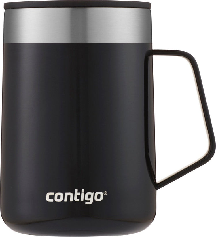 Contigo Contingo Streeterville Schreibtischbecher, isolierter Thermo-Kaffeebecher aus Edelstahl mit Henkel und Deckel, hält Kaffee und Tee bis zu 5 Stunden warm, ideal sowohl für das Büro als auch zu Hause, 410 ml | Lakritze