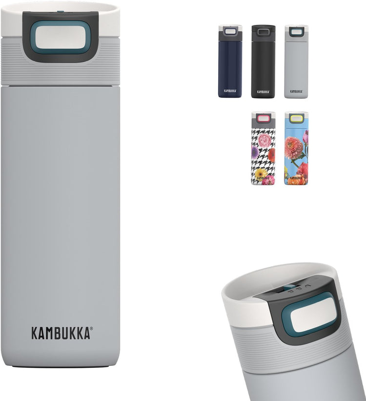 Kambukka Etna Thermobecher 500 ml – leicht zu reinigen – auslaufsicherer Kaffeebecher – unsicheres Grau