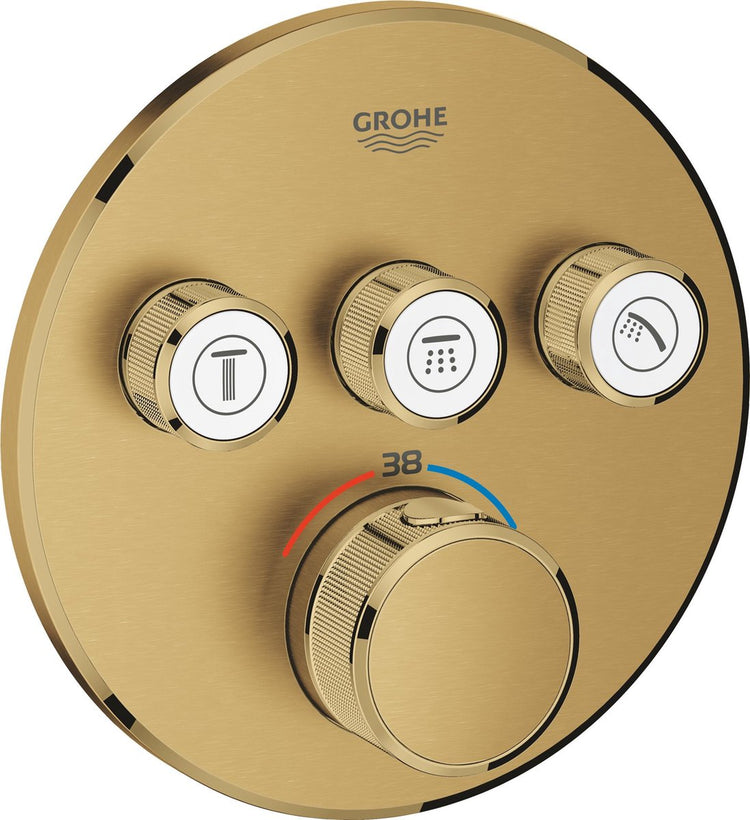 Grohe Grohtherm SmartControl Einbau-Thermostat für Dusche oder Bad – 3 Tasten – gebürsteter, cooler Sonnenaufgang (mattgold) – 29121gn0