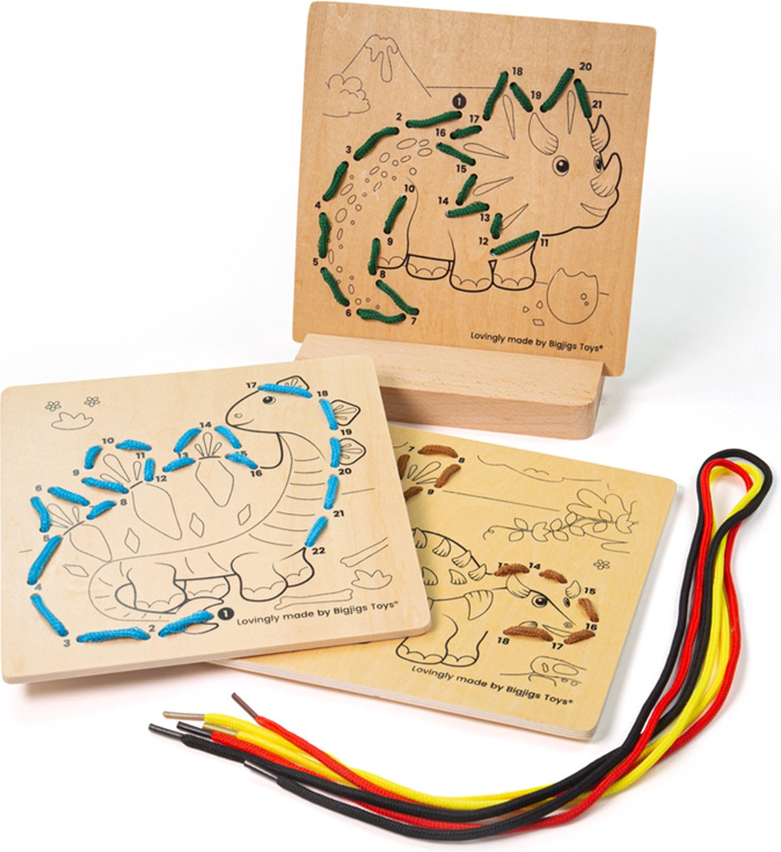 Bigjigs String auf Nummer Dinosaurier Holz