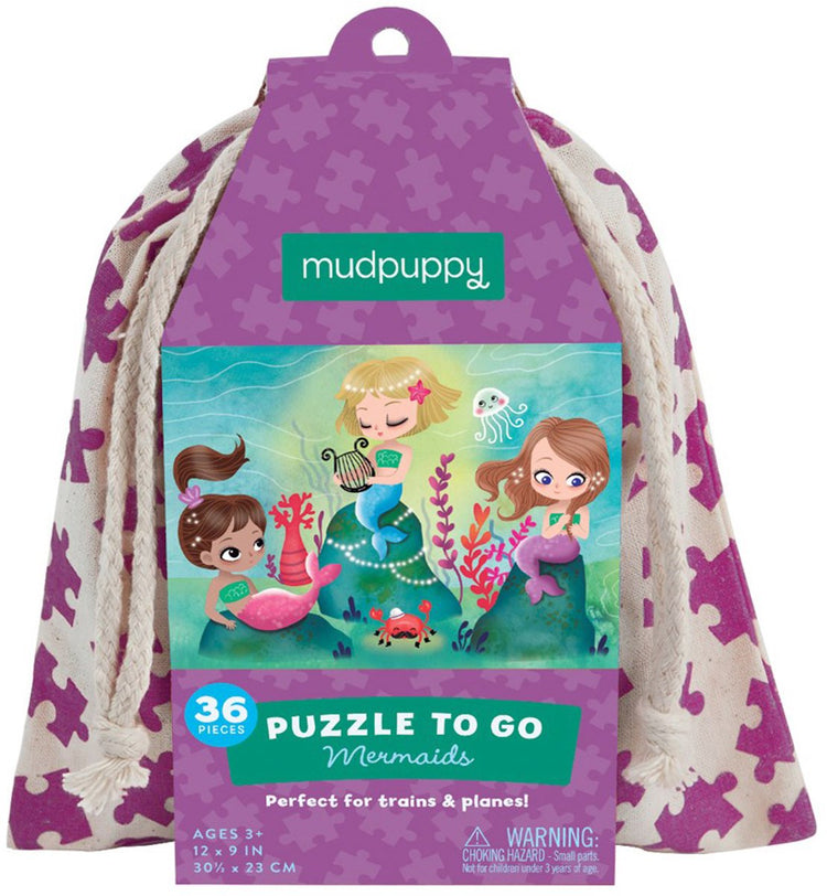 Mudpuppy-Puzzle für unterwegs – Meerjungfrauen – 30,5 x 23 cm – 36 Teile – 3 Jahre