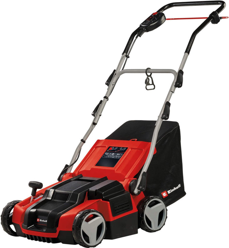 Einhell Elektro-Vertikutierer-Luftsprudler GE-SA 1435 1 – 1400 W – 16 Messer – 26 Belüftungskrallen – 28 l Sammelbox