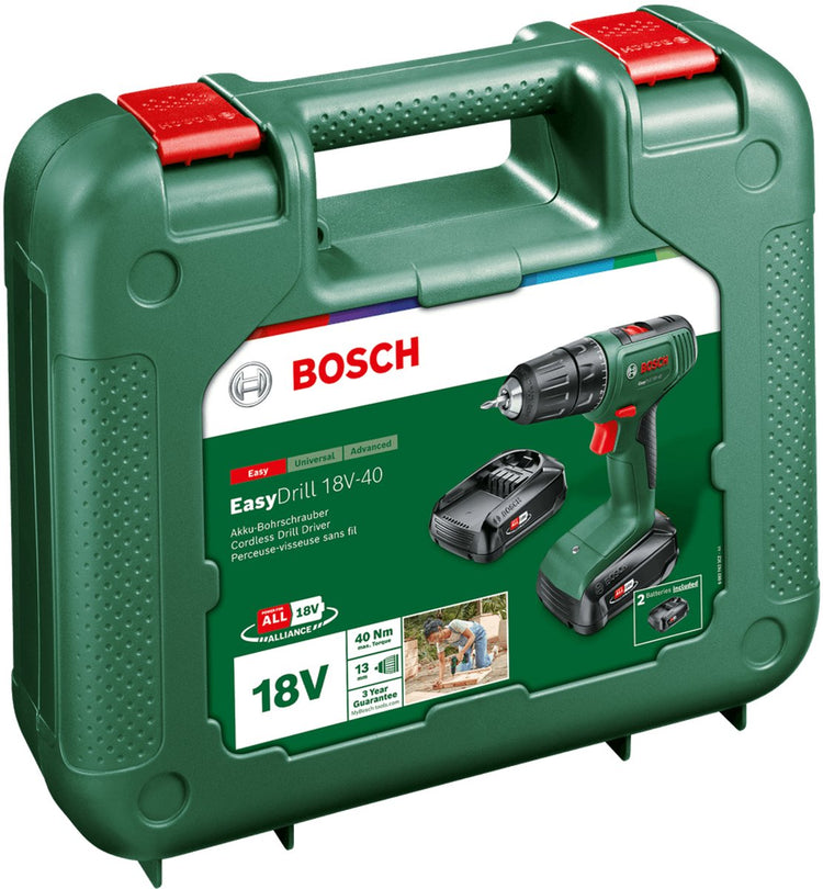 Bosch Home and Garden EasyDrill 18V-40 06039D8002 Akku-Bohrschrauber 18 V 1,5 Ah Li-Ion inkl. Akku 2 Batterien, inkl. Schublade